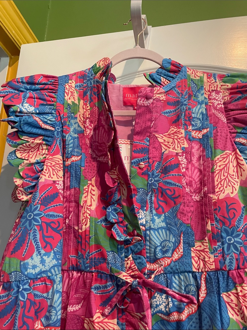 Marie by Victoria Dunn Pink Floral Ruffled Midi Dress - Picture 2 of 5